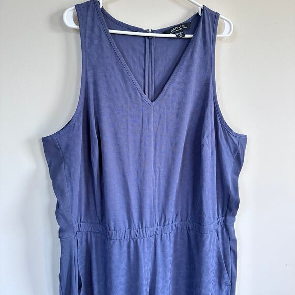 Athleta Brooklyn Textured Jumpsuit Sz 20 Medieval Violet Sleeveless Athleisure - Picture 4 of 12
